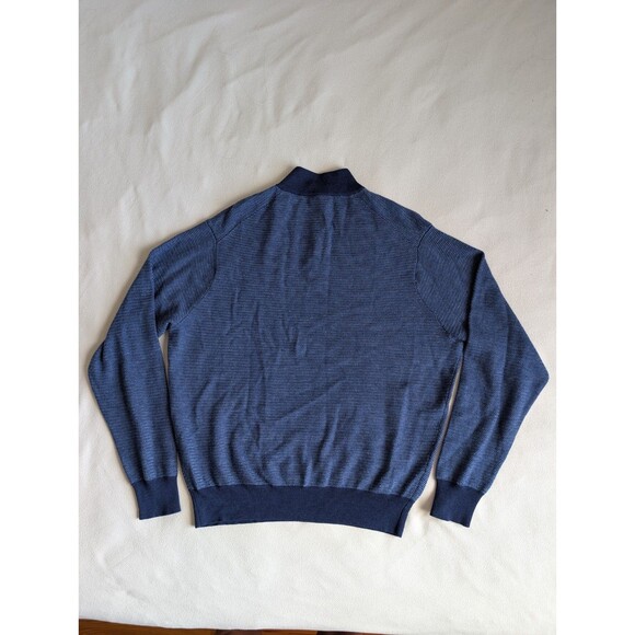 Peter Millar Two-Color Broken Jersey 1/4 Zip Golf Pullover Sweater Wool Navy XXL - Picture 3 of 8